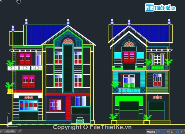 Biệt thự 3 tầng,su biệt thự 3 tầng,Cad biệt thự 3 tầng,SU + CAD biệt thự 3 tầng,Bản vẽ biệt thự 3 tầng